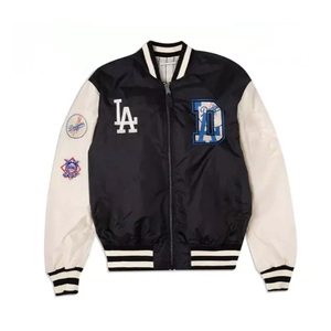 Custom Navy Varsity <b>Jacket</b> <b>Men</b> <b>White</b> Sleeve Zipper Bomber <b>Jacket</b> Wholesale Letterman Baseball Uniform Sportswear Coat - Product Image 1