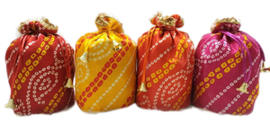 Sacs Potli à cordon avec motif géométrique et pompon, pochettes textiles brodées de style national - Product Image 1