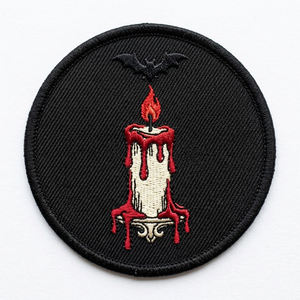 Parche Termoadhesivo Bordado de Calavera de Murciélago Vampiro, Insignia Redonda Gótica de Demonio, Aplique Personalizado al por Mayor para Chaquetas de Cuero de Motociclista - Product Image 2