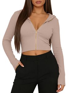 Classic Women's Cropped Zipper Hoodie Full <b>Zip</b> Front Long Sleeves Custom Embroidered Branding Winter Custom Color for Casual - Product Image 5