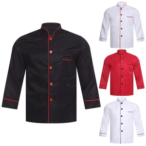 Chaqueta de Chef Larga Unisex de Algodón con Ribete en Contraste, Uniforme para Restaurante, Cocina, Hotel, Cafetería, Panadería, Cantina - Product Image 1