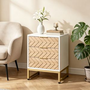 Tables de chevet modernes minimalistes du milieu du siècle en chêne avec pieds réglables, tables de nuit en bois massif pour chambre à coucher, application domestique - Product Image 5