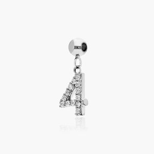 Pendentif Breloque Diamant N°4 Certifié IGI en Or Blanc 14K Plaqué Rhodium, Bijou de Luxe Raffiné, Cadeau pour Femmes et Filles, Idéal pour les Fêtes - Product Image 3
