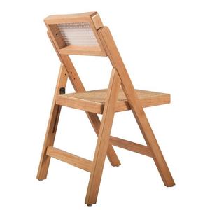 Chaise pliante moderne en teck massif avec assise en rotin, chaise d'appoint en bois pour la maison, le restaurant, l'hôtel, le mobilier d'extérieur, chaise de jardin - Product Image 4