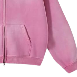<b>Men</b> Pink Acid Wash Zip Up <b>Hoodie</b> <b>Oversized</b> Streetwear Heavyweight Cotton <b>Fleece</b> Drop Shoulder Vintage Custom Hoodies - Product Image 3