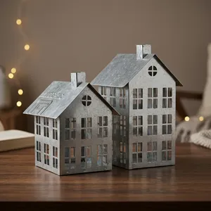 Portavelas Decorativo de Metal con Forma de Casa, Decoración de Acero para el Hogar, para Uso en Interiores - Product Image 3