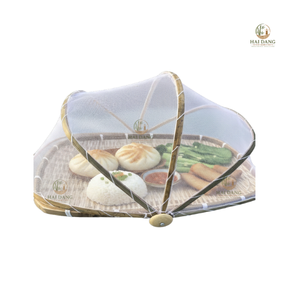 Picnic and Insect Prevention Handmade from Vietnam Mesh Covers Bamboo Food Tent Trays for Food Protection Outdoor Set of 2 - Product Image 1