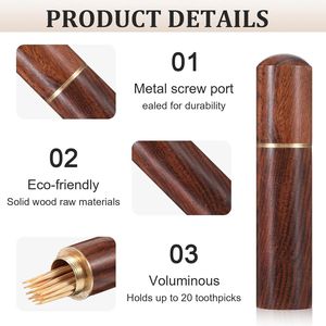 Portatile Set da 3 Pezzi: Portastuzzicadenti in Legno, Scatola Tascabile da Viaggio per Stuzzicadenti, Contenitore Dispenser per Aghi e Piccoli Oggetti - Product Image 2