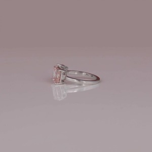 Solid <b>Gold</b> Engagement <b>Ring</b> With Asscher and Emerald Cut Custom Design 10/14/18K Lab Grown Pink Diamond <b>Gold</b> Plated Certified - Product Image 2