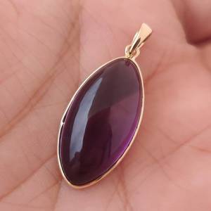 Natural Amethyst Marquise Cut 14K Gold Pendant 12x24MM Fine Fashion Gemstone Jewelry For Women Premium Amethyst Gold Pendant - Product Image 2