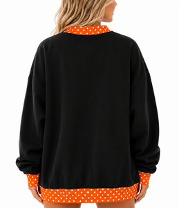 Fashion Women's Oversized <b>Mock</b> <b>Neck</b> Sweatshirt Gingham Letter Applique Jolly Embroidery Custom Winter Fleece Pullover <b>Top</b> - Product Image 3
