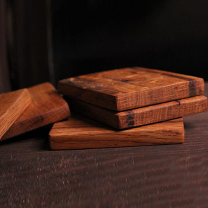 Rustic Wooden Coaster <b>Set</b> <b>Square</b> Solid Wood Drink Mats Thick Coffee Cup Pads Vintage Table Decorative Tableware Accessories - Product Image 3