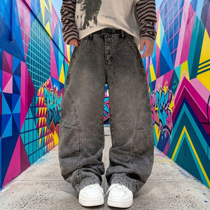 Pantalones de mezclilla anchos de algodón para hombre, estilo Y2K, hip hop, casuales, a la moda, holgados, con diseño único de perlas y bolsillos, para uso diario y urbano, colección 2026 - Product Image 6