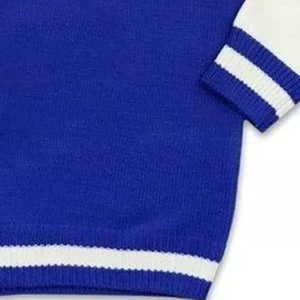 Pull en tricot personnalisé à col en V, manches longues, color block, pour l'automne, style décontracté universitaire, avec logo sur le devant - Product Image 3