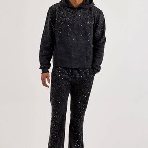 Sweat-shirts à strass, fabrication OEM, sweat-shirt en molleton de coton avec design en pierres brillantes, personnalisation de la marque disponible - Product Image 4