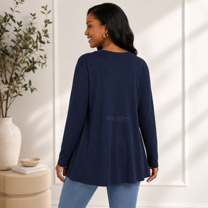 Cosh International Acrylic Sisterhood Sorority Frock Style Breathable Eco Friendly <b>Navy</b> <b>Cardigan</b> Winterwear Blend Wool Sweater - Product Image 5