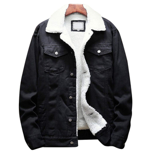 Veste en jean pour homme Oemr, style streetwear, grande taille, en cuir respirant et imperméable, avec col en denim tissé au crochet, effet délavé - Product Image 4