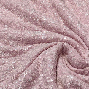Premium Sequence Embroidery Fabric For Women Fashion Wear Designer <b>Garments</b> Party Wear Dresses Kaftan Abaya Bridal Wear - Product Image 1