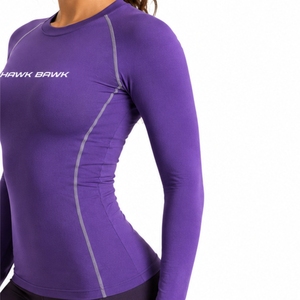 <b>Women</b> Long Sleeve <b>Compression</b> Shirt Premium Rash Guard Breathable Quick Dry Fit Front Logo Print Lightweight Spandex/Polyester - Product Image 6