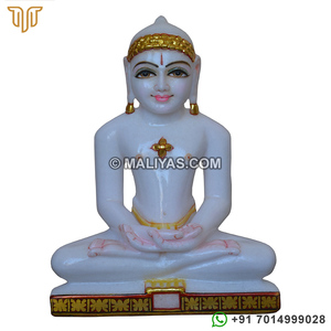 Belle statue de Mahavir Swami en marbre |   Murti en marbre Mahavir Swami artisanal pour la maison et le temple jain - Product Image 1
