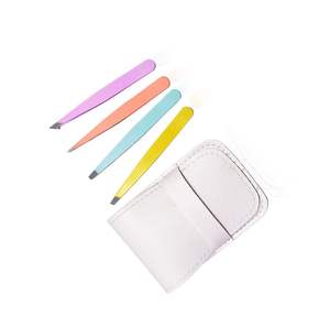 Pinzas de Alta Calidad, Pinzas Profesionales de Acero Inoxidable con Punta Inclinada y Puntiaguda, con Estuche de Cuero para Cejas - Product Image 6