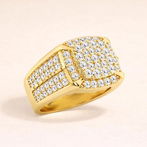 Iced Out <b>Mens</b> Moissanite Diamond <b>Ring</b> 925 Sterling <b>Silver</b> Engagement & Wedding <b>Ring</b> Luxury Hip Hop Style Rhodium Plated Gift Him - Product Image 2