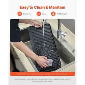 20x10 Inch Pre-Seasoned Cast Iron Reversible Grill/Griddle Portable Rectangular <b>Pan</b> <b>Handle</b> Family Cookware for BBQ Portable - Product Image 5