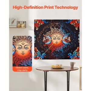 Tappeto da parete estetico floreale psichedelico Sun Moon, decorazione vintage per la casa, per camera da letto o soggiorno - Product Image 4