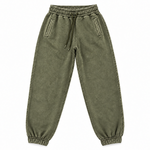 Men's Heavyweight Canvas Washed Wide Leg Jogger Pants Mid <b>Elastic</b> <b>Waist</b> Drawstring Casual Long <b>Trousers</b> with Side Pockets 3XL - Product Image 5