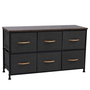Comò a 3 livelli con 6 cassetti in tessuto a facile apertura, struttura in metallo allungabile e piano in MDF, unità di archiviazione per camerette e armadi - Product Image 5