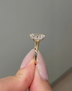 Compass Prong Set <b>Ring</b> 3 CT Elongated Cushion Lab Grown Diamond <b>Ring</b>, 14K Gold Cushion <b>Thick</b> Band <b>Ring</b>, IGI Certified - Product Image 5