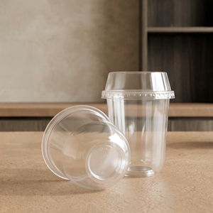 QUANG QUAN 16/22/24oz Clear Single Wall PP/PET <b>Plastic</b> <b>Cups</b> 95mm Diameter Lids Disposable Tea Coffee Beverages - Product Image 1
