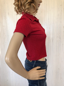 Polo court tendance pour femme, de haute qualité, personnalisé, à manches courtes, en tricot, couleur unie, coupe décontractée, style printemps-été - Product Image 2