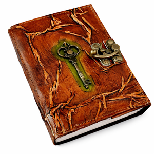 Carnet A5 en cuir vintage avec cadenas, carnet de croquis et journal intime avec papier vintage à bords festonnés pour la calligraphie et les cadeaux - Product Image 2