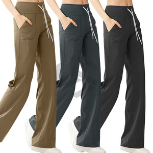 Pantalones de yoga de cintura alta con botones para mujer, transpirables, estampados, a prueba de sudor, hasta el tobillo, para fitness, entrenamiento, cintura sólida, para correr y hacer ejercicio - Product Image 1