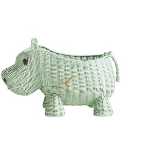 Handwoven Rattan Hippo <b>Basket</b> Cute Green Hippopotamus Storage Organizer Bin Kids Playroom Decorative <b>Hamper</b> - Product Image 3
