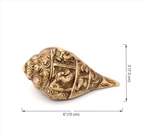 พระพุทธรูปแกะสลักพระพิฆเนศทองเหลืองแท้ 100% ยี่ห้อ Two Moustaches รุ่น Shankh สำหรับบูชา น้ำหนัก 430 กรัม บรรจุ 1 ชิ้น - Product Image 5