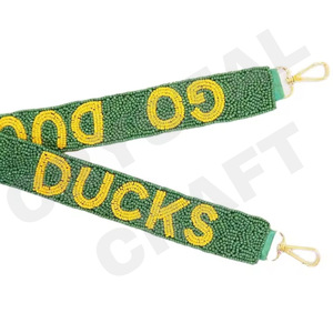 Green Webbing <b>Strap</b> with White "GO HERD GO" Raised Text Fashion <b>Adjustable</b> Metal Hooks Convenient Bag Accessory - Product Image 4