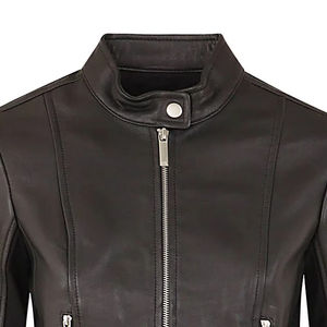 Veste en laine et viscose crochetée pour femme, style motard, noire, décontractée, rembourrée en coton, séchage rapide, vente en gros pour l'hiver - Product Image 2