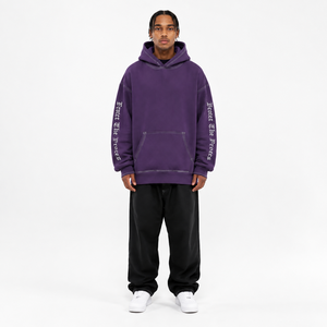 Sweat à capuche violet surdimensionné de qualité supérieure en molleton de coton épais, streetwear pour hommes, fabricant OEM personnalisé - Product Image 1