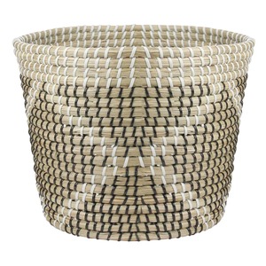 Seagrass Woven <b>Basket</b> with Black and White Accents Handmade <b>Storage</b> <b>Basket</b> Wholesale eco-friendly Made in Vietnam - Product Image 1