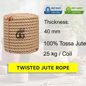 Corde en jute torsadée à 4 brins de 40 mm, robuste, pour embarcation marine, échelle, corde de combat de gym, décorative, vente en gros Goodman Global Bangla - Product Image 2