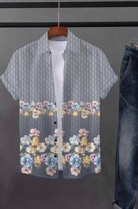 เสื้อเชิ้ตผู้ชายผ้าฝ้ายน้ำหนักเบา ระบายอากาศได้ดี แขนสั้น ลายพิมพ์เรขาคณิต คอปกคิวบา ทรงปกติ เหมาะสำหรับใส่เที่ยวพักผ่อนช่วงฤดูร้อน -DC - Product Image 3