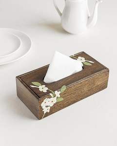 Porte-boîte à mouchoirs en bois fait main avec panneau inférieur coulissant pour un remplissage facile et une présentation élégante sur la table - Product Image 2