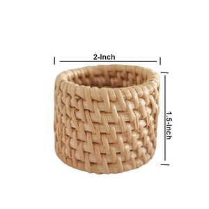 Anneaux de serviette en rotin tressé pour restaurants, personnalisables, style bohème naturel, à bas prix - Product Image 2