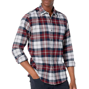 Chemise décontractée à manches longues à carreaux pour homme, 100% coton flanelle, col rabattu, pour l'automne - Product Image 3