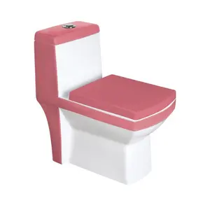 Pembe renk kare modeli renkli elmas Ripone yıkama tek parça komodin tuvalet Jet kızarma sistemi hint WC ürünleri