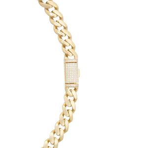 Miami Chain Necklace 14K Gold Plated Zinc Alloy Vintage Link Chain Jade Pave IGI Certified Micro Insert Lock Clasp Unisex Party - Product Image 3