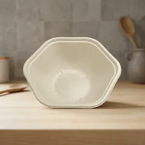 Trending Biodegradable Eco-Friendly Disposable Bagasse <b>Pulp</b> Moulded 360ml Hexa Bowl Water Resistant Lightweight Sustainable Food - Product Image 2