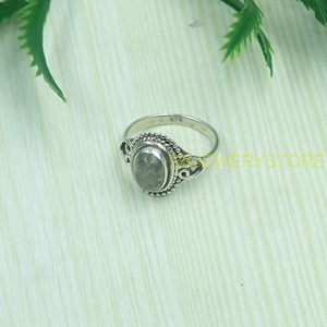Natural Labradorite Gemstone 925 Sterling <b>Silver</b> <b>Ring</b> – Handmade Vintage Boho Oval Cabochon <b>Statement</b> <b>Ring</b> for Women Wholesale - Product Image 2